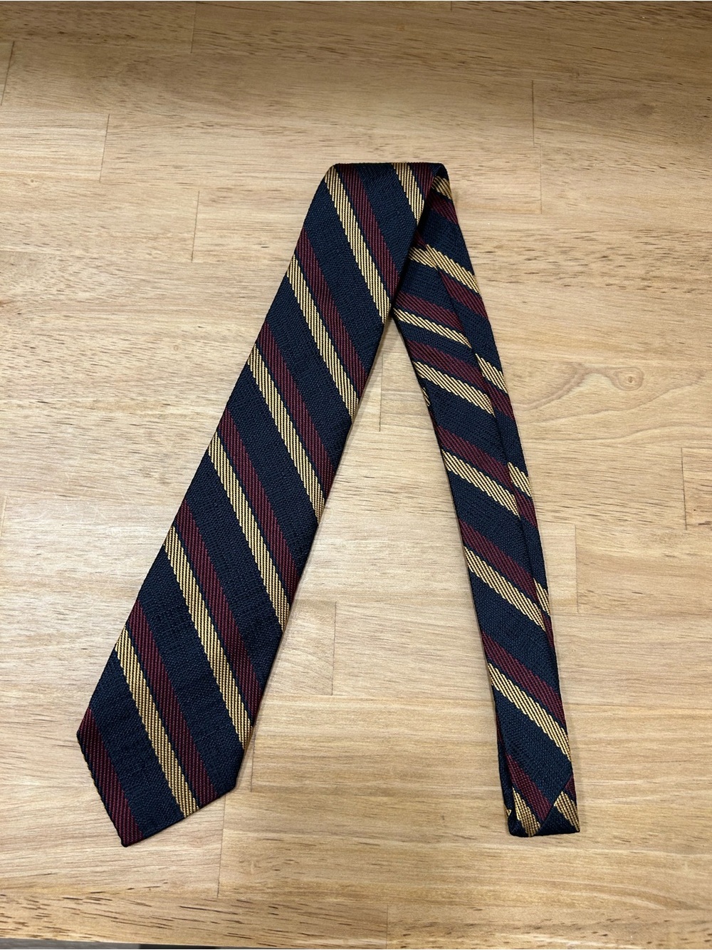Classic Men's Striped Tie in Navy, Burgundy & Gold